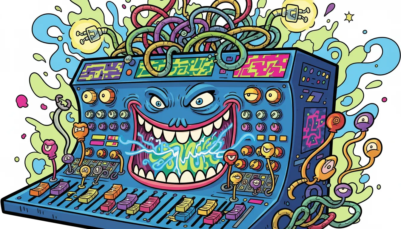 Professional audio mixing console with multiple faders and control knobs